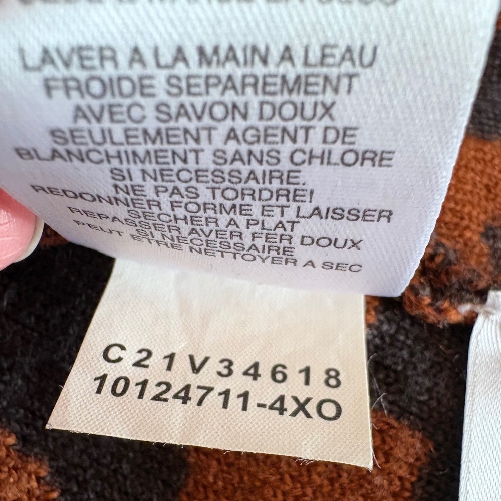 Jones New York Collection 100% Merino Wool Damask Cardigan Sweater Rust Brown M - Picture 9 of 9